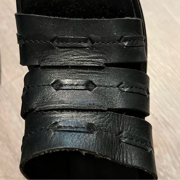 Y2K 90s Boho MIA Madden Chunky Leather Platform Slide Sandal Black Lug Sole 6.5 - Picture 11 of 16